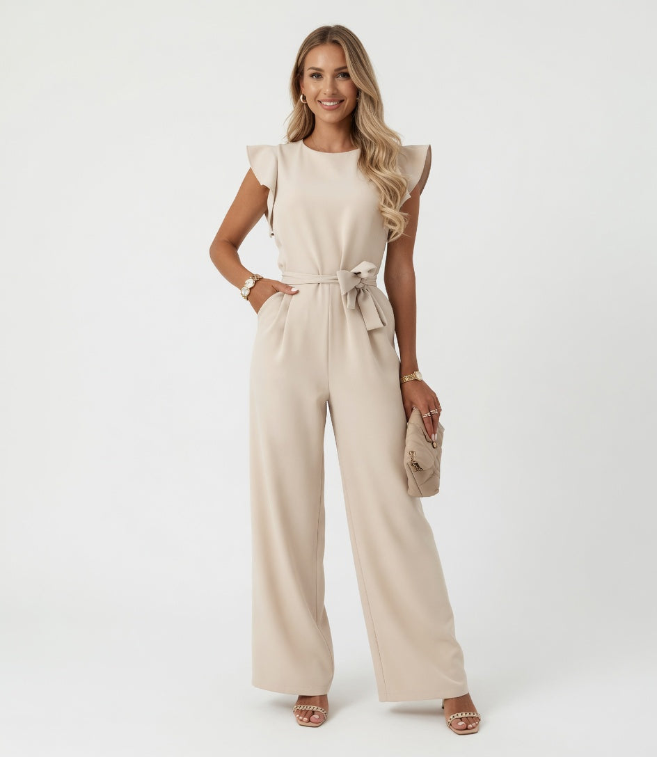 Nuria jumpsuit met verstelbare taille in beige