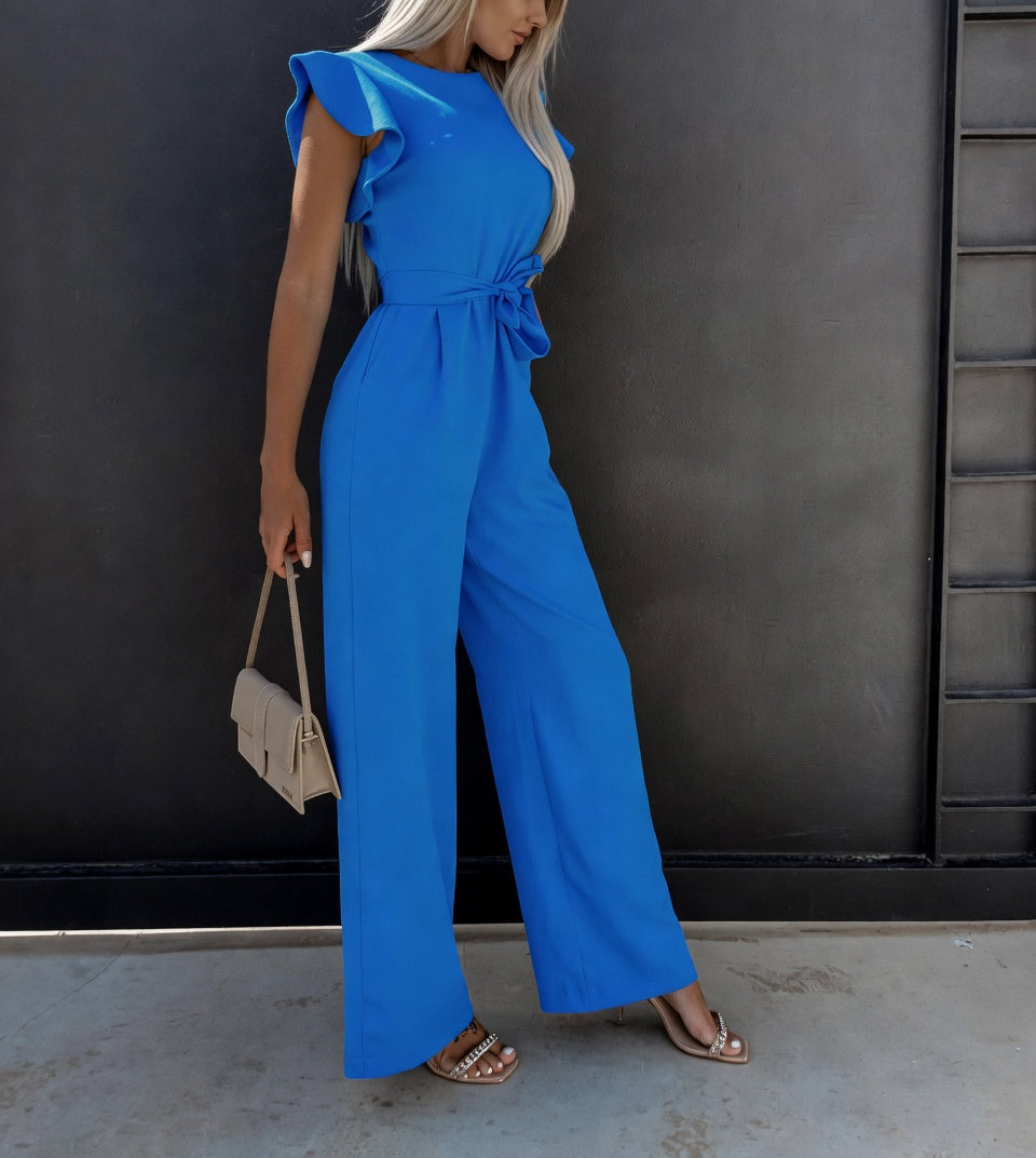 Nuria jumpsuit met verstelbare taille in kobaltblauw