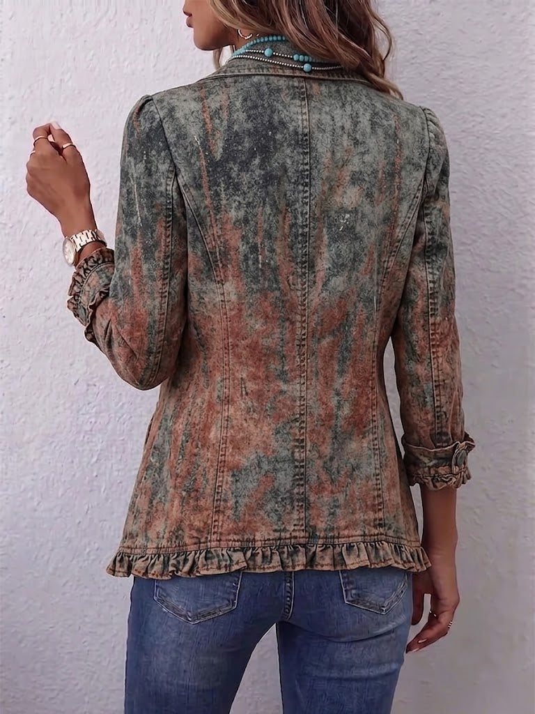 Benita | Geleidelijk Textuur Jacket met Volants