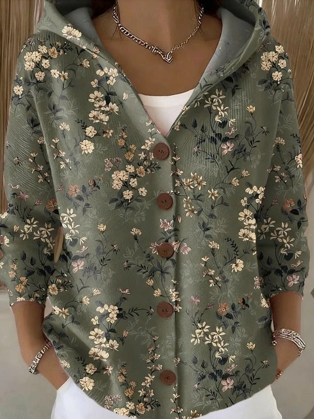 Paloma | Gebreid vest met print en capuchon
