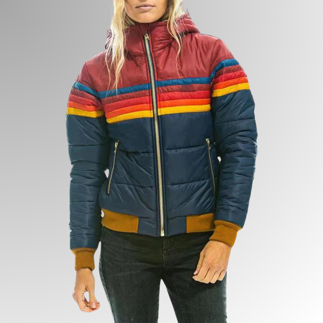 Rizzy | Gewatteerde jas met retro strepen