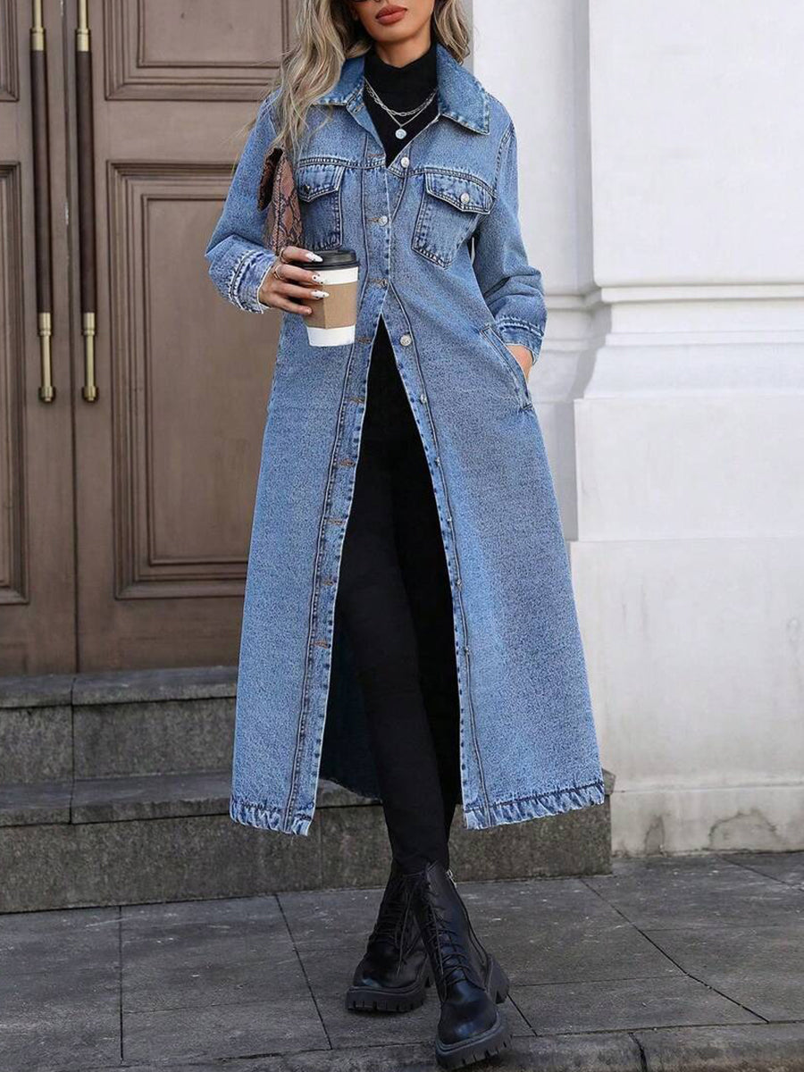 Maya | Lange stijlvolle denim jas