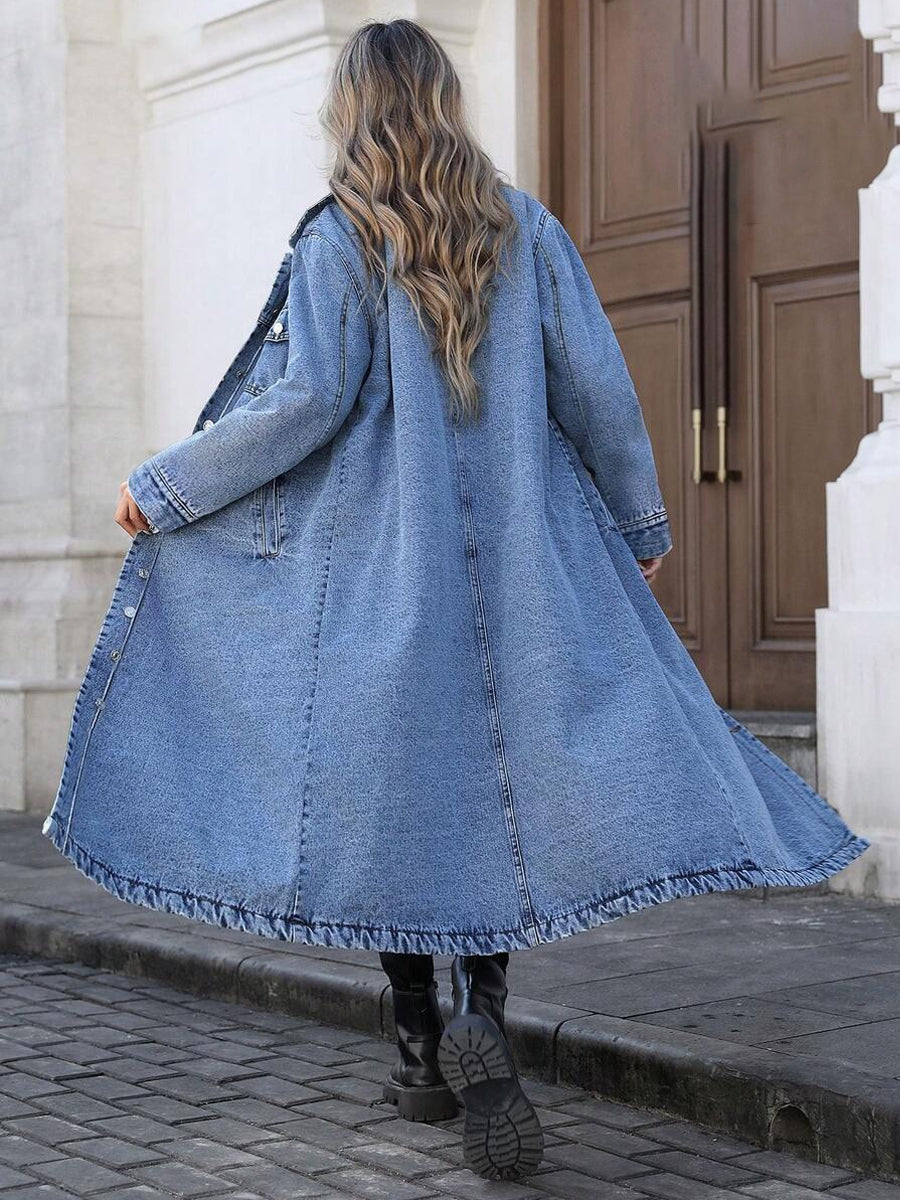 Maya | Lange stijlvolle denim jas