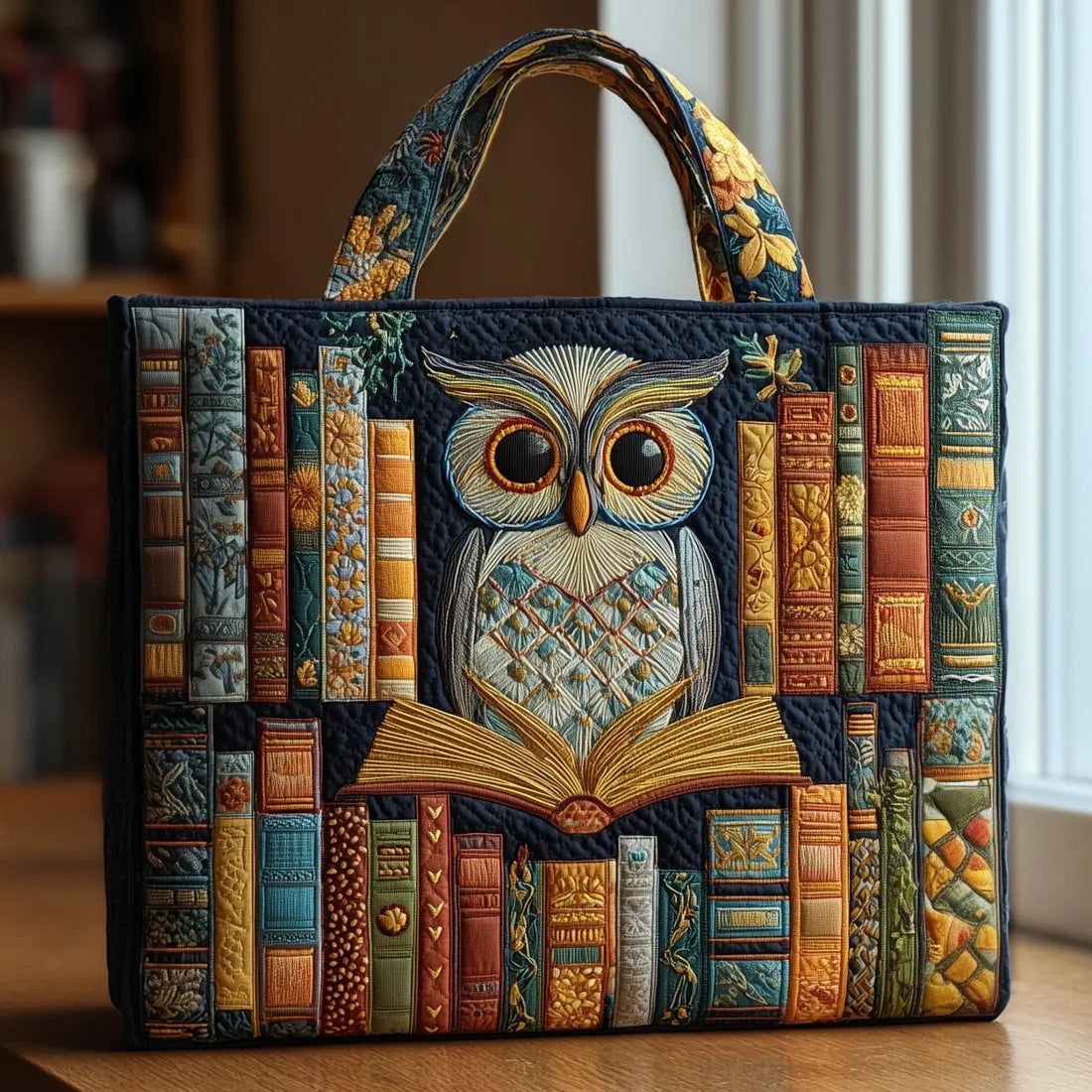 Ambachtelijke tas - Uil en oude boeken
