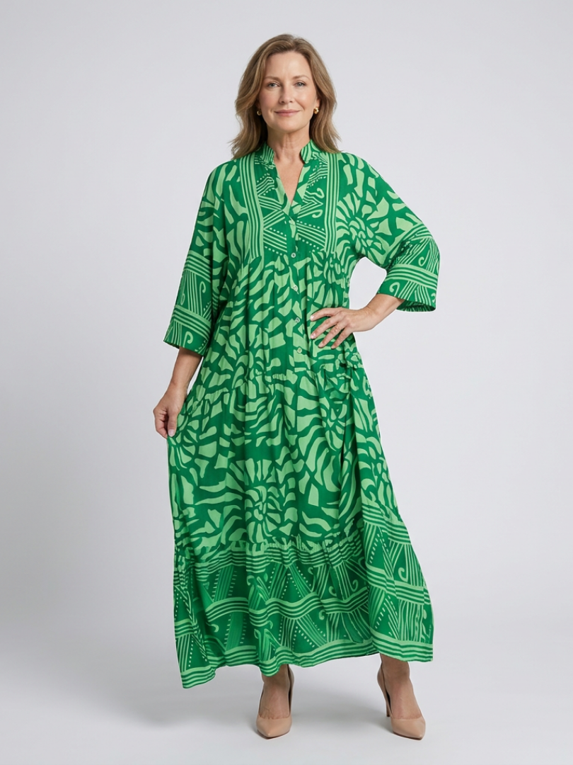 Marielle | Midi-jurk met knopen aan de voorkant