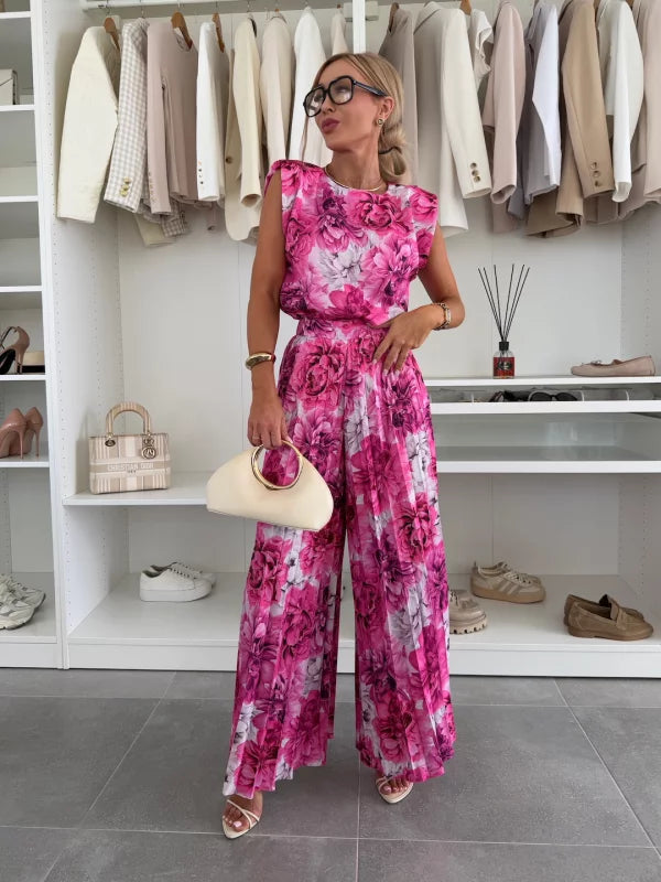 Vera elegante set met fuchsia bloemenprint