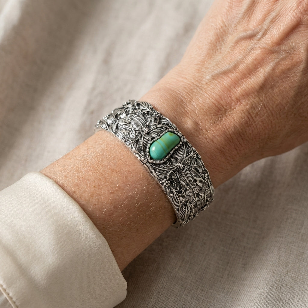 Teodora vintage cuff-armband met turkoois