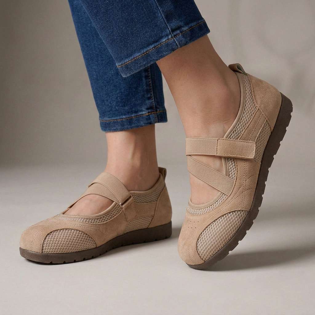 Vivian comfortschoenen met mesh en gekruiste band
