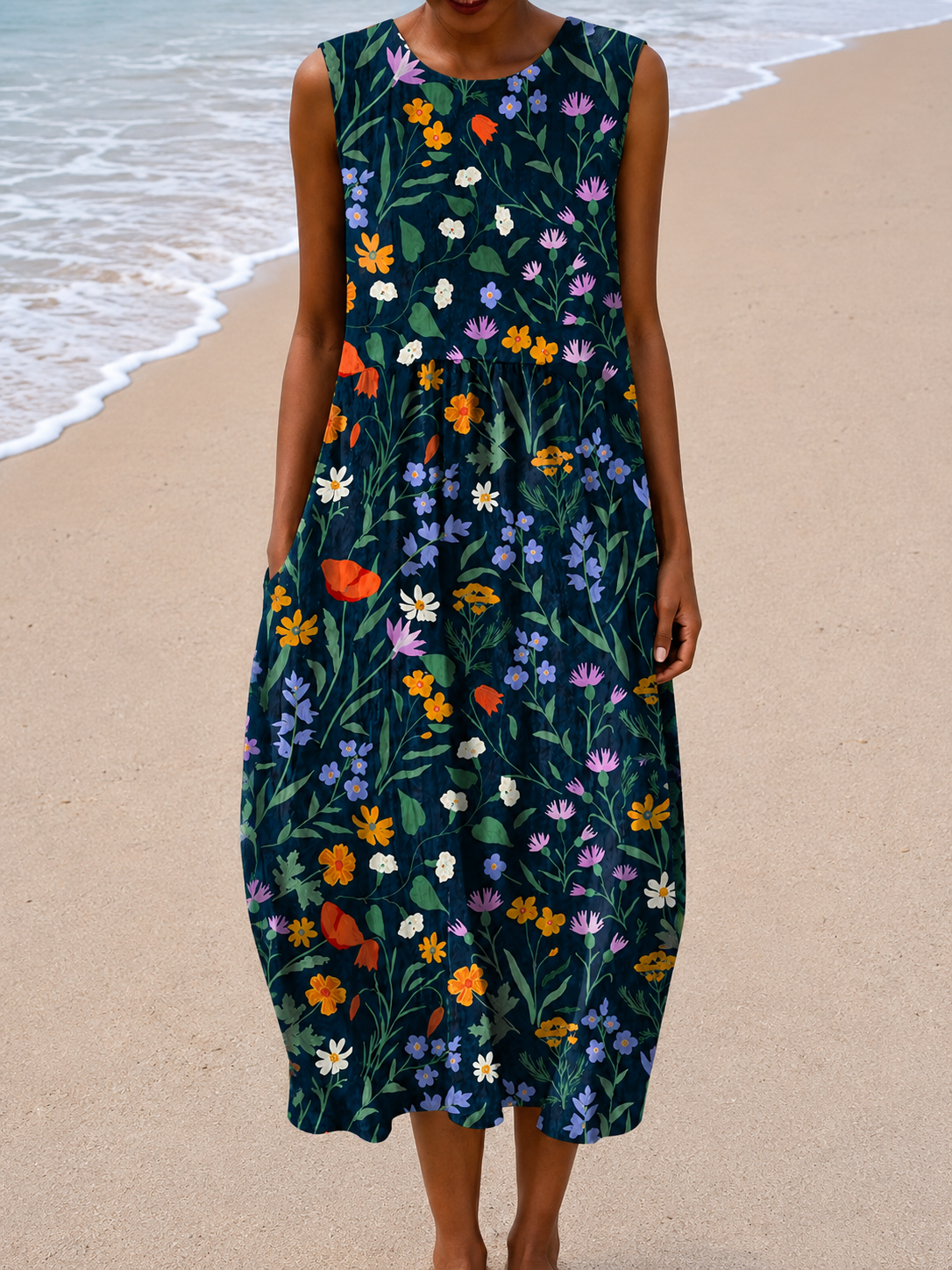 Wren | Mouwloze Relaxed-Fit Midi Jurk