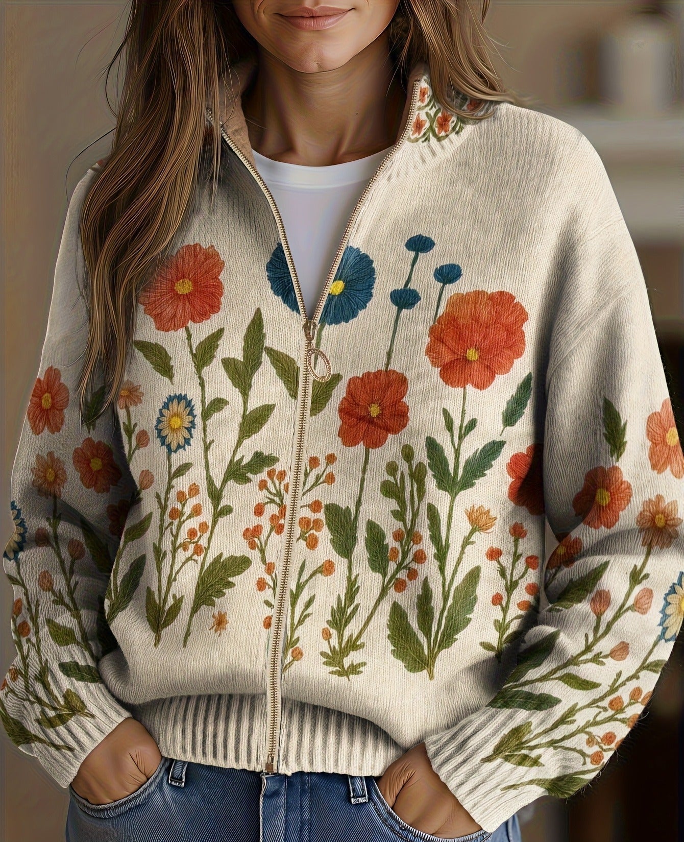 Wrenna ritsvest met wilde bloemenweide