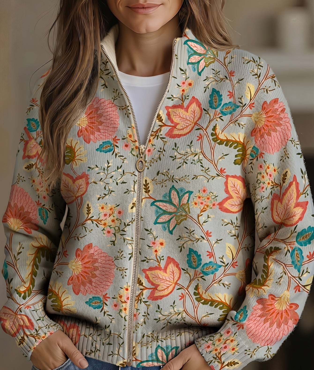 Xanthe vest met vintage bloementuinprint