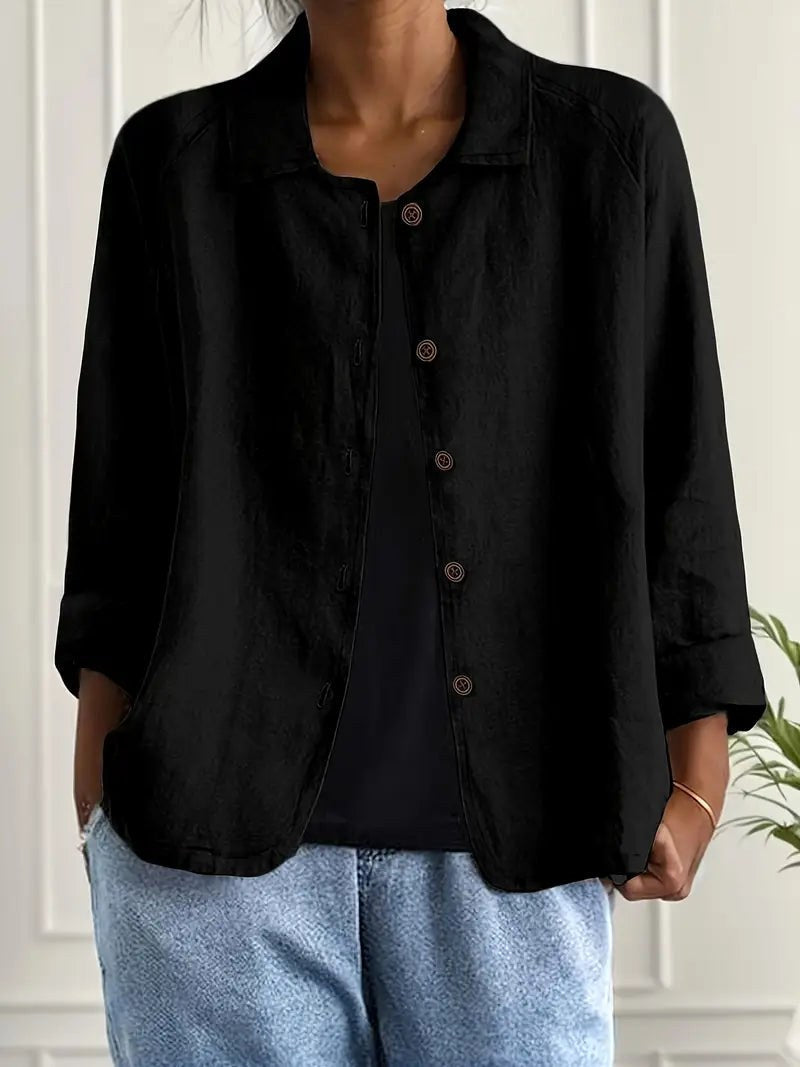 Ysolde doorknoopblouse in zwart