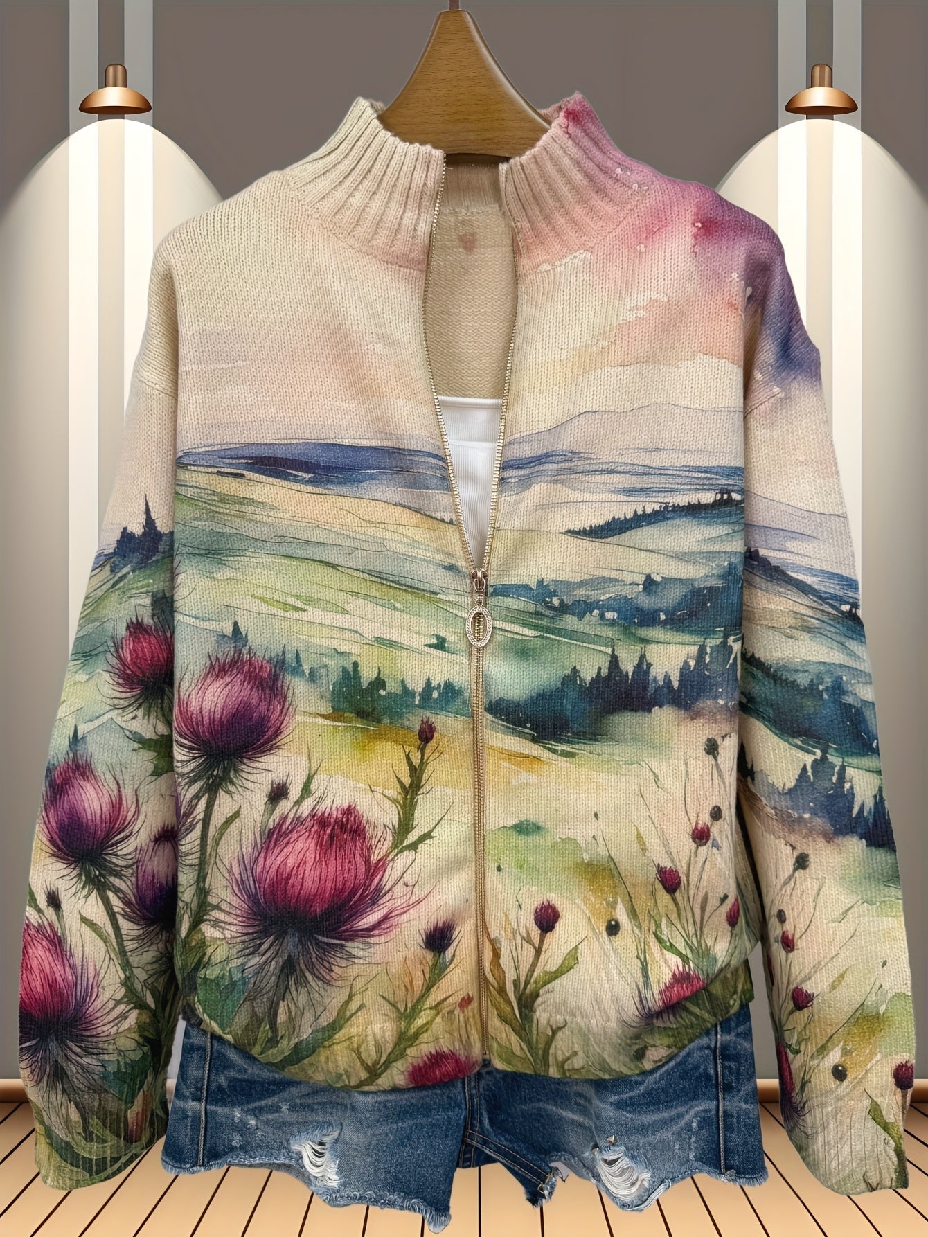 Zelda ritsvest met Schots distellandschap